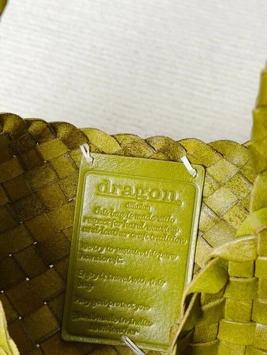Dragon Diffusion Bamboo Green Woven Leather Baguette Bag - Picture 12 of 12
